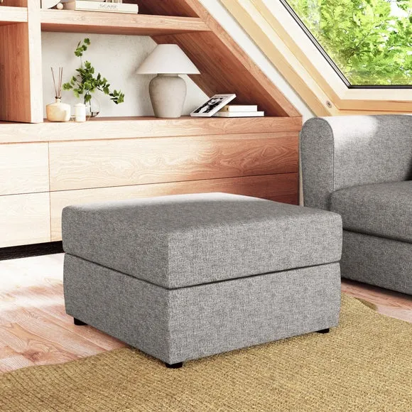 Square Tonal Weave Storage Footstool 1
