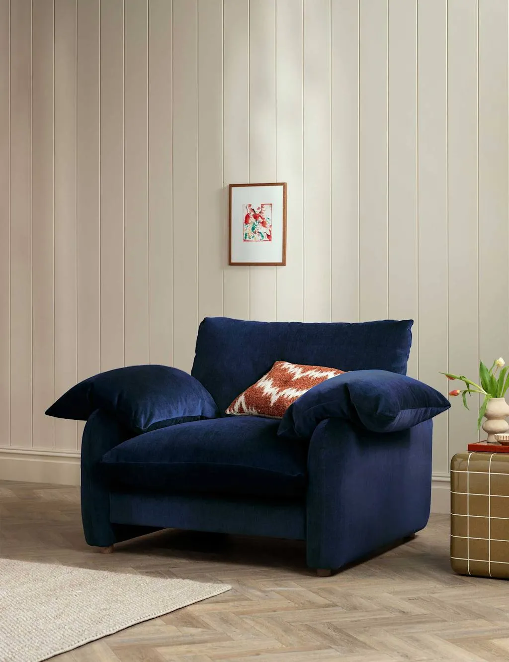 BARKER AND STONEHOUSE Orson Chenille Snuggle Chair Navy