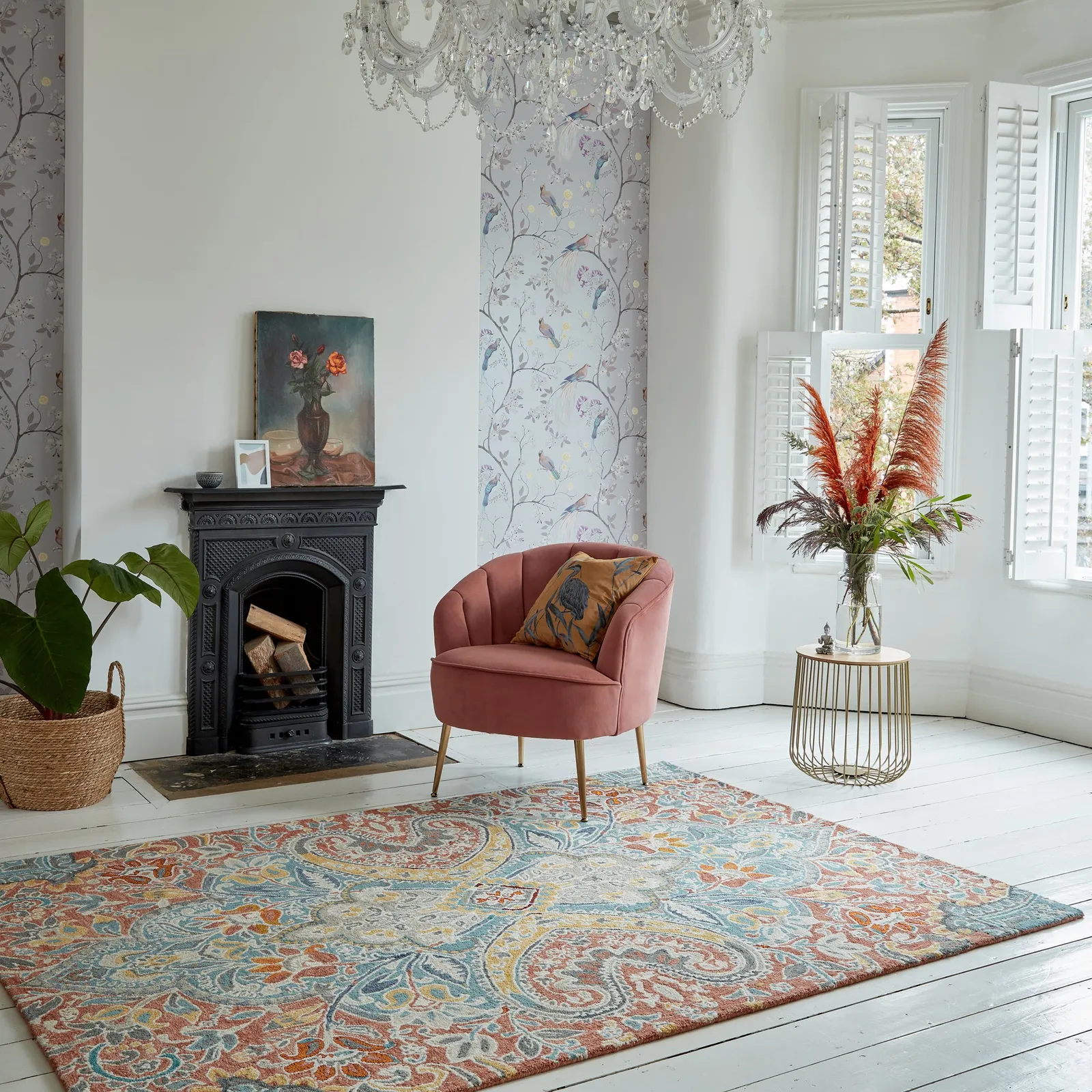 Amalie Wool Rug Blue, Yellow and White