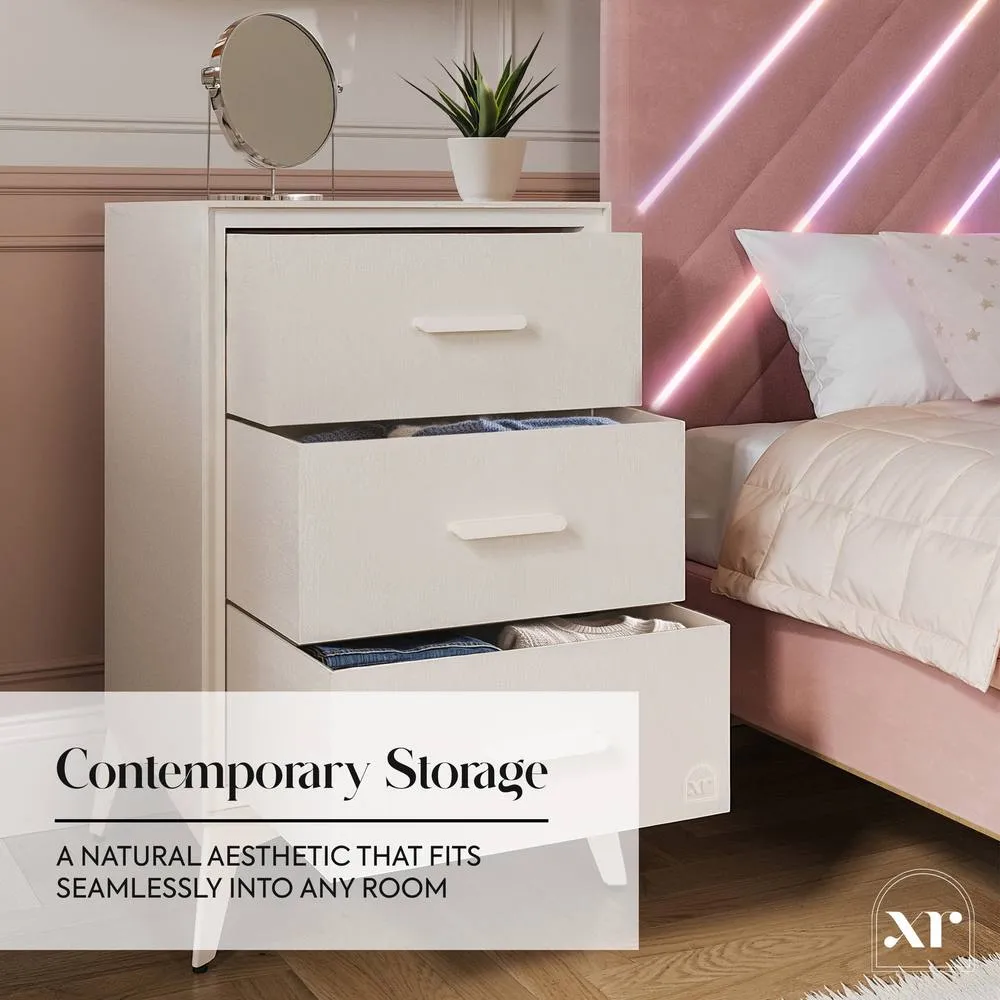 X Rocker Florence Canvas Chest of 3 Drawers in Beige 6