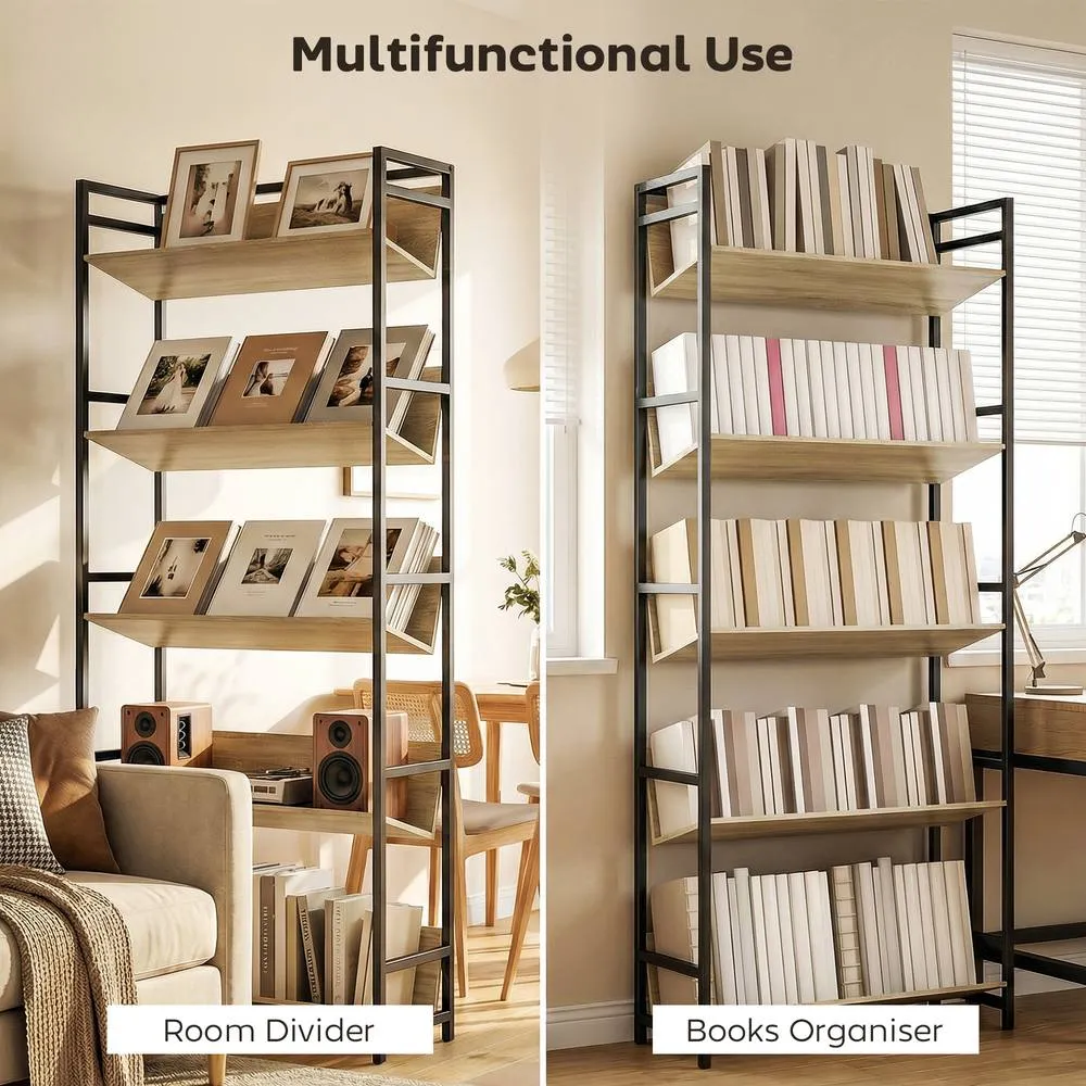 HOMCOM Bookcase Anti-Slip Design 5-Tier in Natural 4
