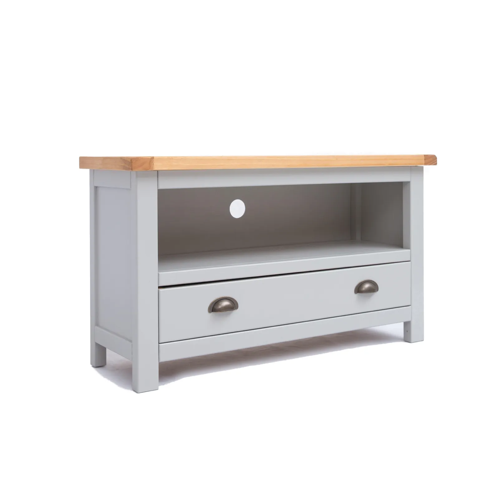 Cabinet Bits Argenta Light Grey 1 Drawer TV Cabinet Brass Cup Handle 2