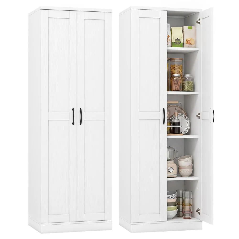 Costway Tall Storage Cabinet Utility Cupboard Organizer with Doors in White