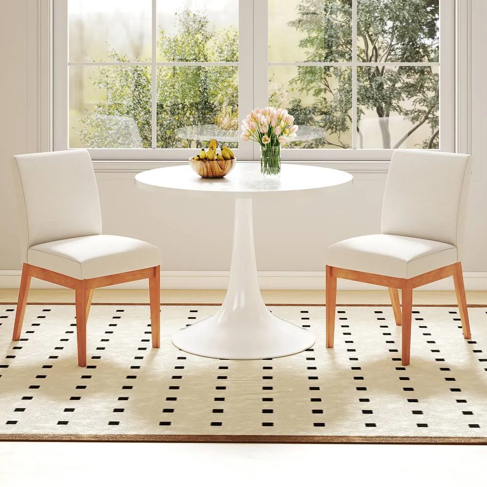 Costway 2PCS Modern Kitchen Dining Chair Upholstered Armless Accent Chair in Cream 4