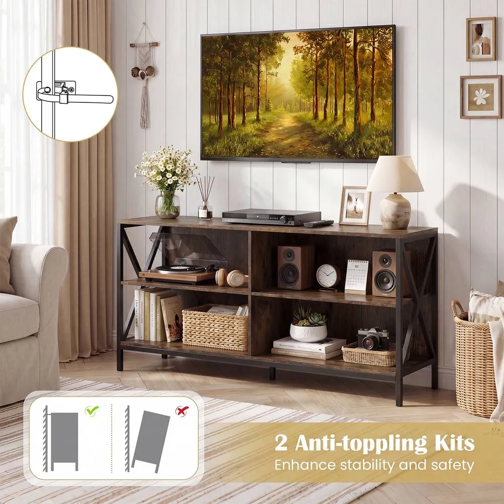 Costway TV Stand for TVs up to 55 Inch 120 CM Brown 6