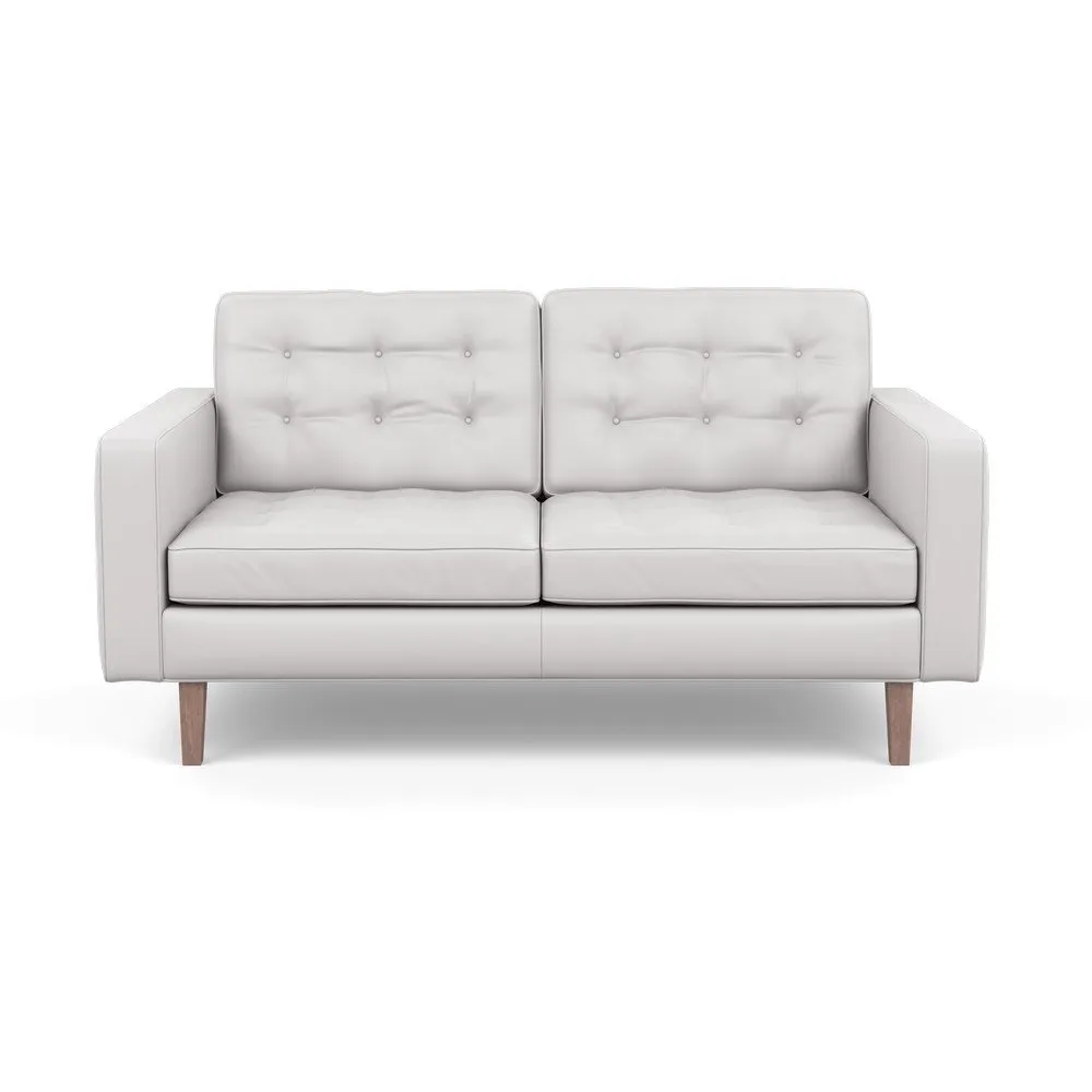 Heal's Hepburn 2 Seater Sofa Leather Grain White 000 Walnut Feet 1