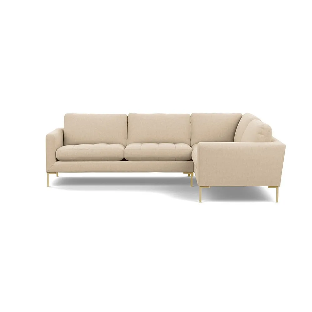 Heal's Eton Right Hand Facing Corner Sofa Brushed Cotton Oat Brass Feet