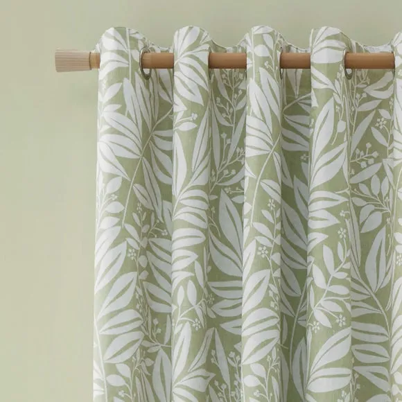 Catherine Lansfield Sorrel Leaves Reversible Eyelet Curtains