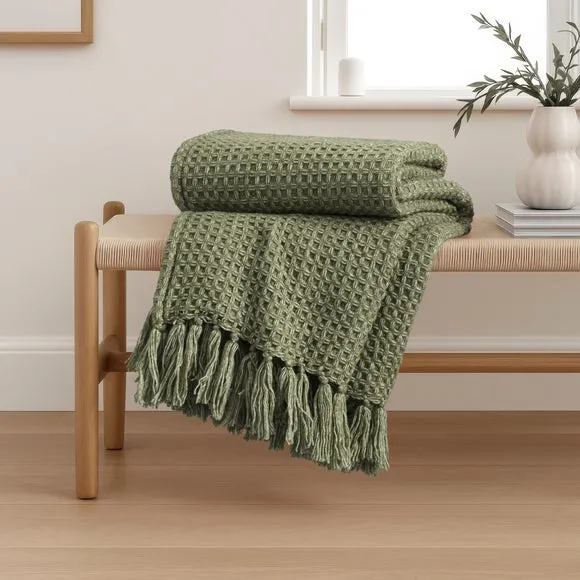 Chunky Waffle Throw Blanket 1