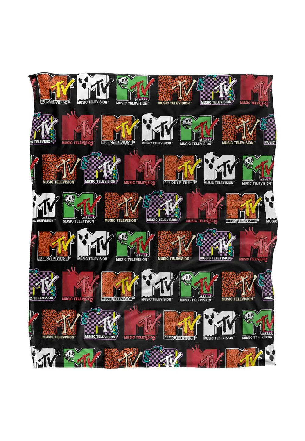 MTV Halloween Logos Silky Touch Super Soft Throw Blanket 152 X 127 cm in White