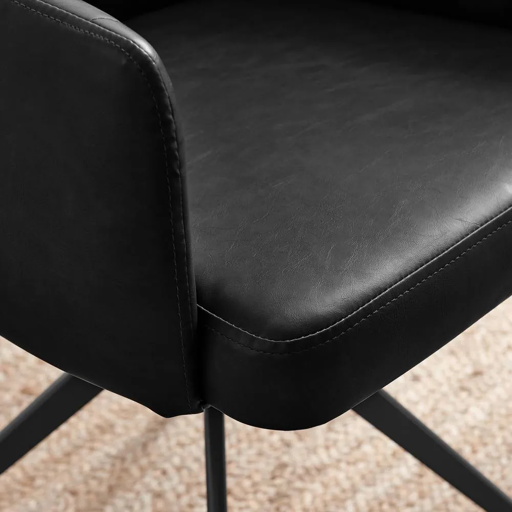 FurnitureboxUK 2x Calla Black Faux Leather Swivel Dining Chairs 5