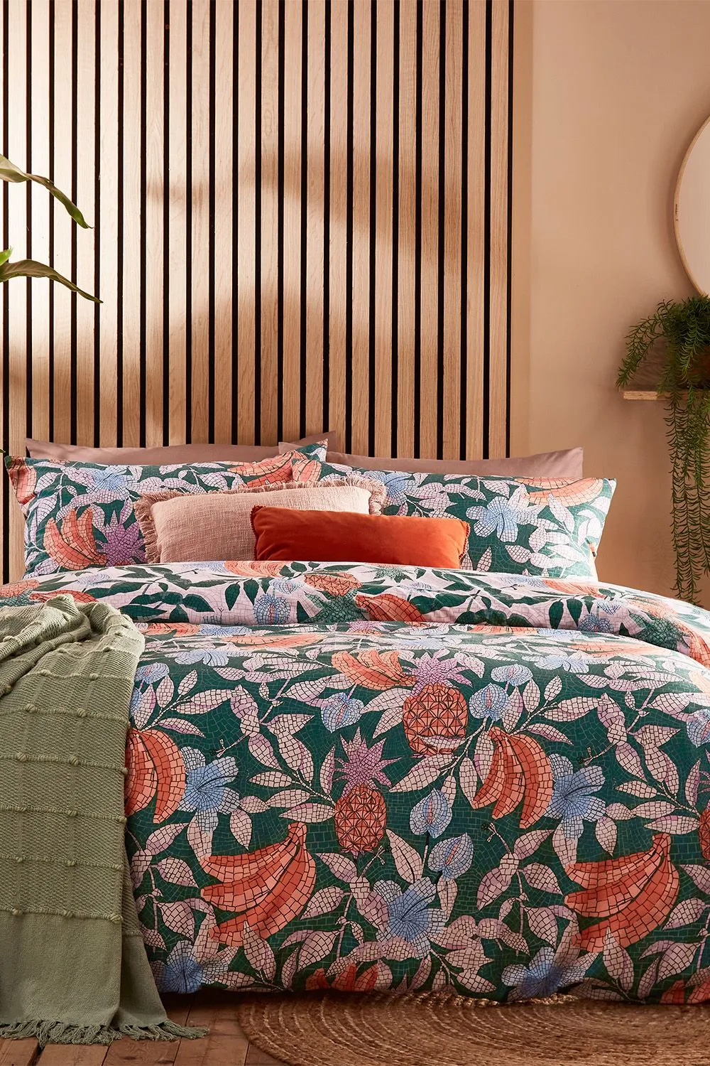 Furn Cypressa Floral Mosaic Reversible Duvet Cover Set in Jade