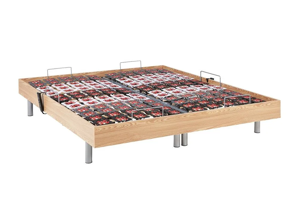 Vente-unique Electric Adjustable Bed Base 2X48 Natural Wood Decorative Pads - 2 X in Light Oak 6