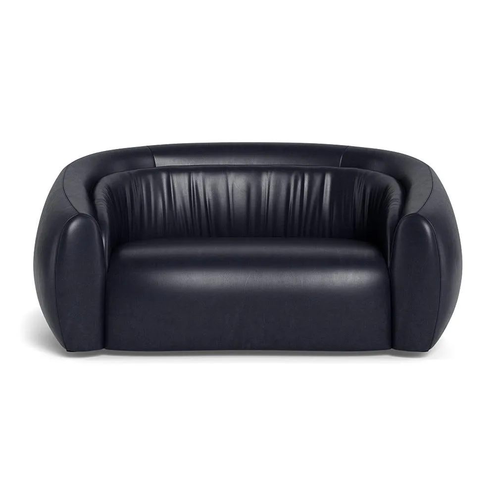 Heal's Flora 2 Seater Sofa Stonewash Leather Black