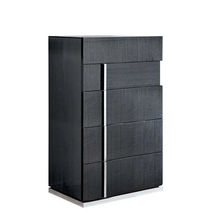 Borgia 5 Drawer Chest, Grey High Gloss