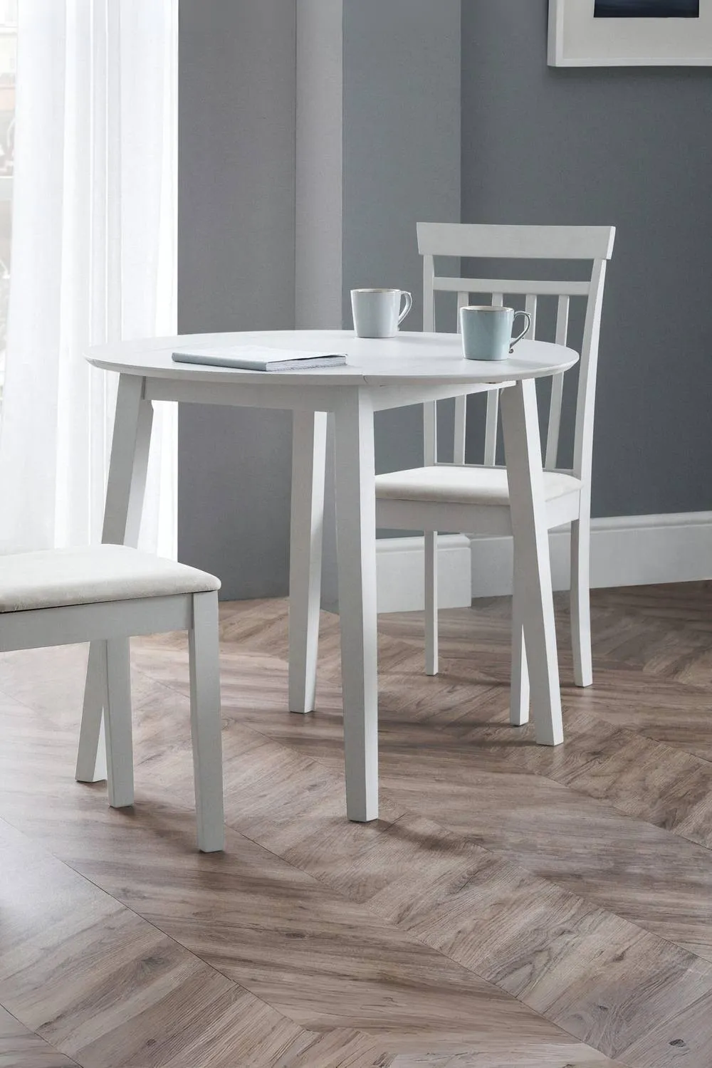 Julian Bowen Coast Round 2-4 Seater Drop Leaf Dining Table in Grey