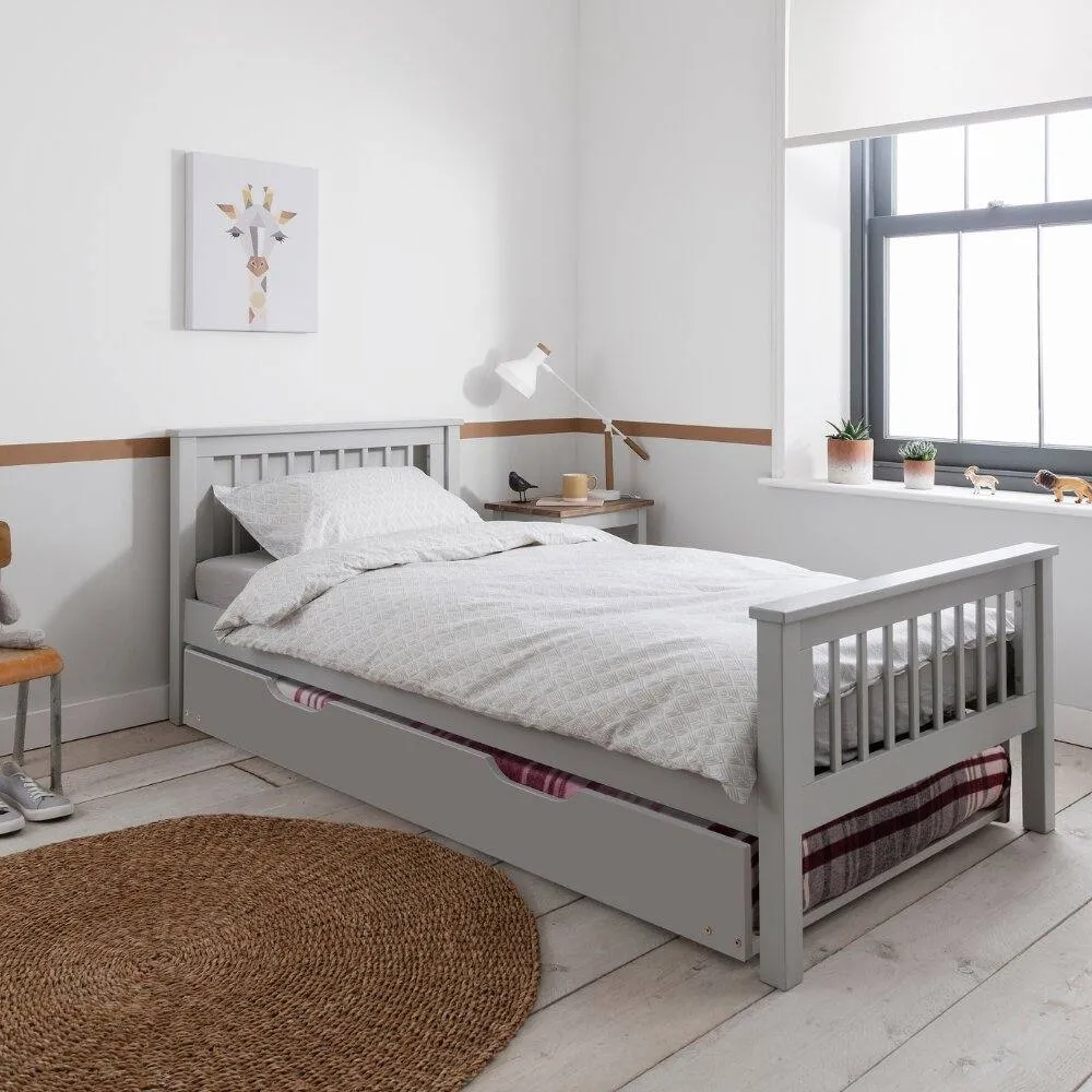 Nöa and Nani Hampshire Single Bed Frame with Spacesaver Pull-Out Trundle in Grey