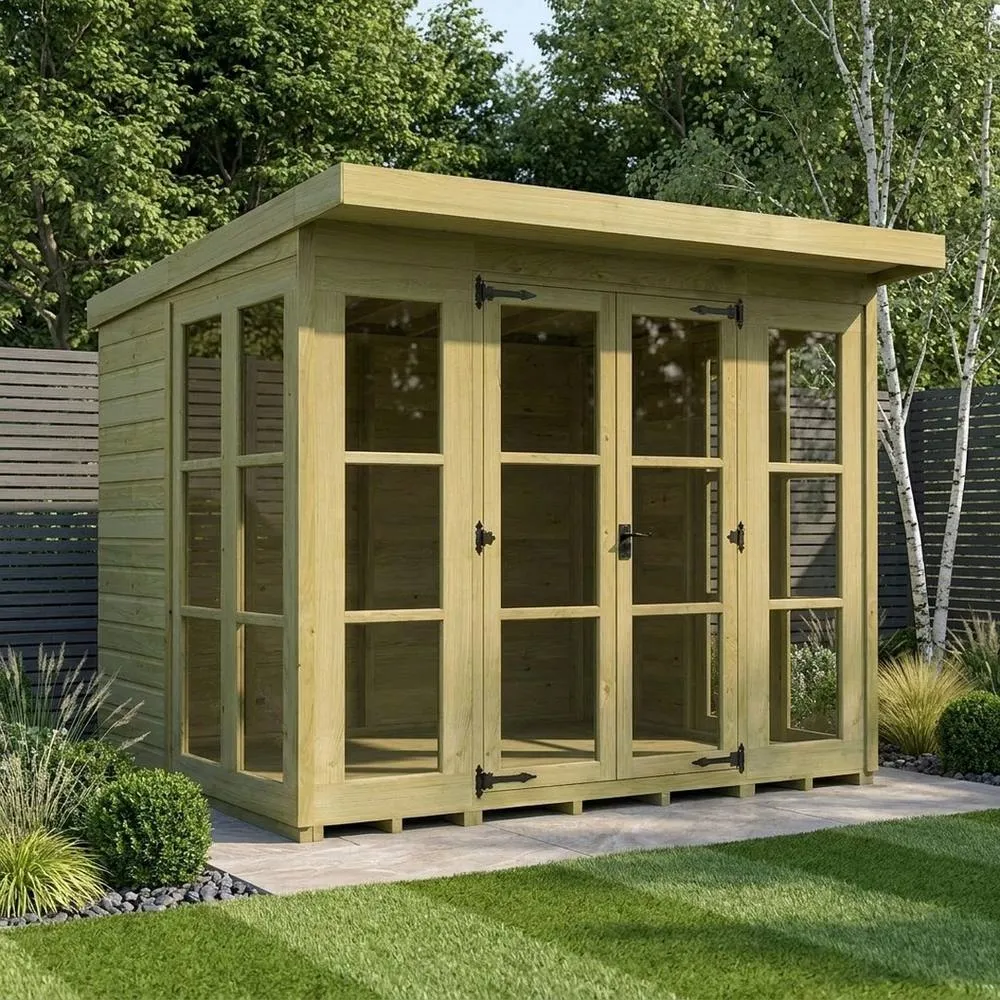Buttercup Farm 8ft x 7ft Georgian Pent Summer House - Pressure Treated Timber in Brown 2