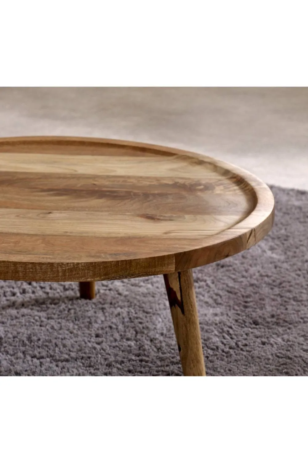 IH Design Cliddesden Light Mango Wood Round Coffee Table 70cm in Natural 3