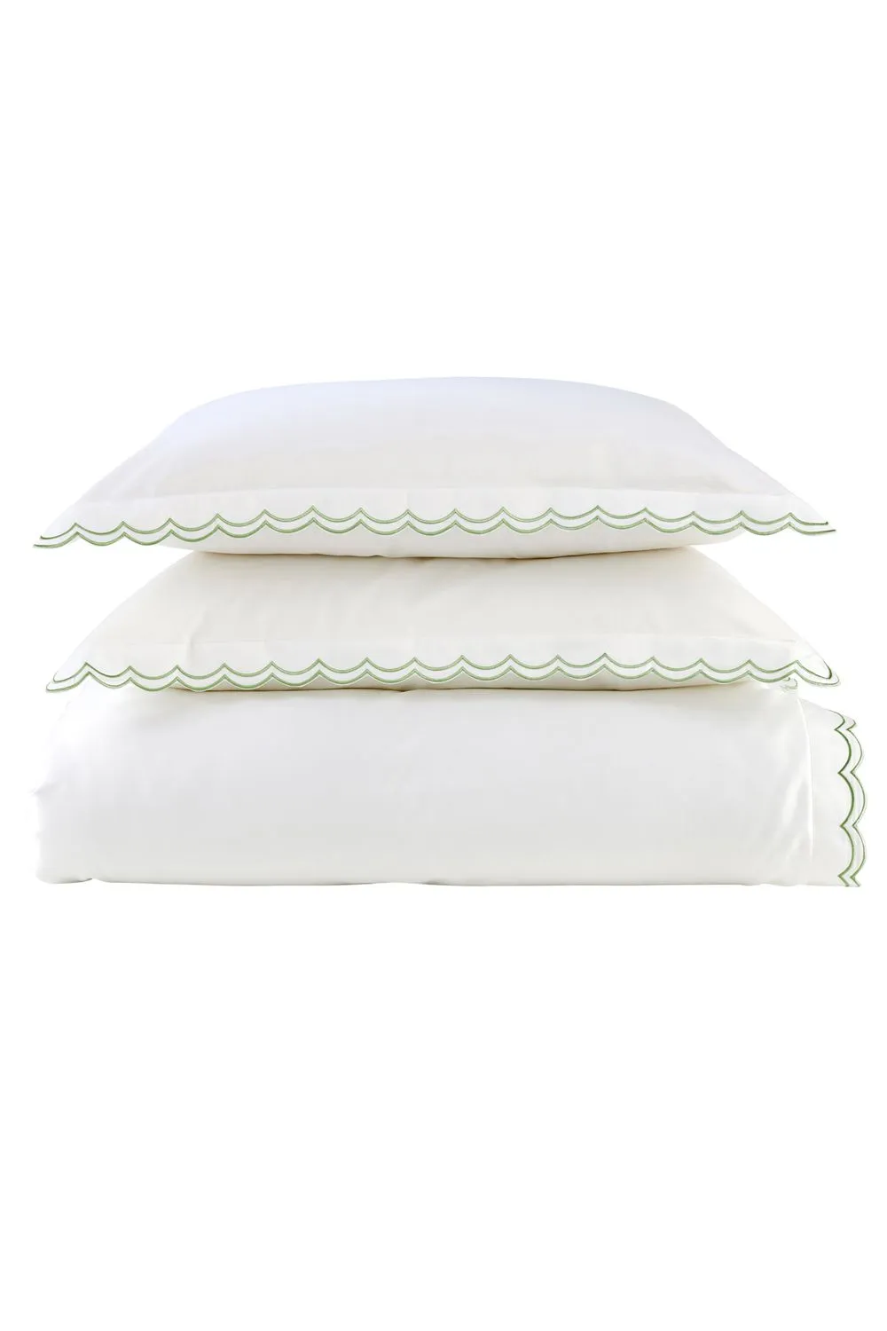 CHRISTY Scallop Edge Cotton Sateen Duvet Sets in Green 2
