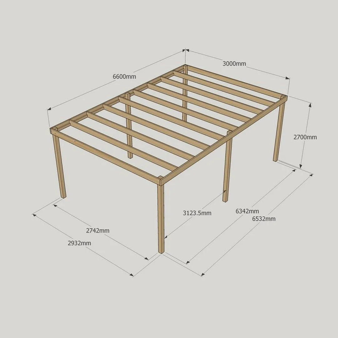 Rutland County Garden Furniture Ltd Garden Pergola 6 Posts - Wood - L300 x W660 x H270 cm - Rustic Brown in Light Green 5