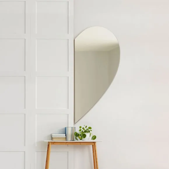 Wing Frameless Right Half Heart Wall Mirror 1