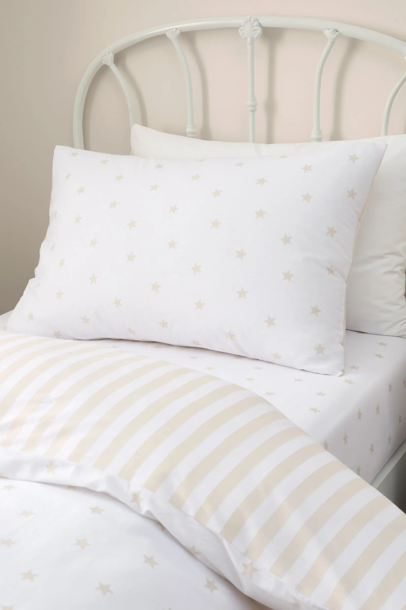Bianca 'Mini Star & Stripes' Reversible Cotton Duvet Cover Set in Natural 3