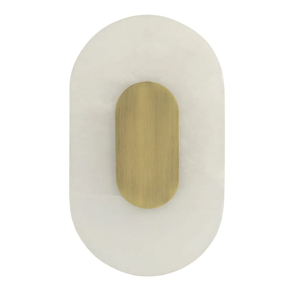 Heal's Ebro Alabaster LED Wall Light Brushed Gold IP44 Oval 2