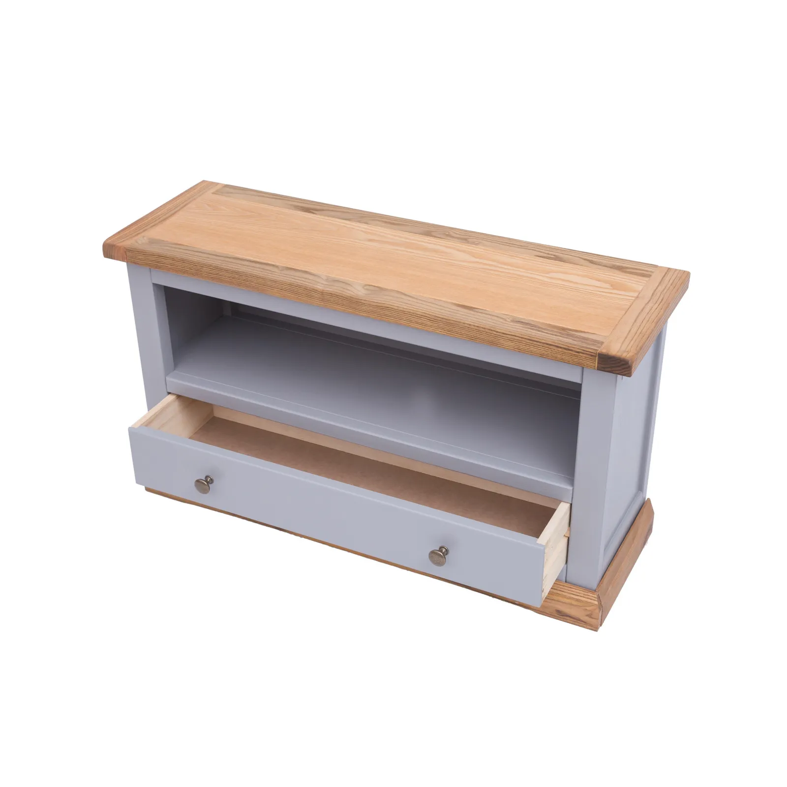 Cabinet Bits Biccari Grey 1 Drawer TV Cabinet Brass Knob 4