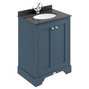 Bayswater Victrion Stiffkey Blue Traditional Freestanding Vanity Unit & Black Marble Top Basin - 600mm