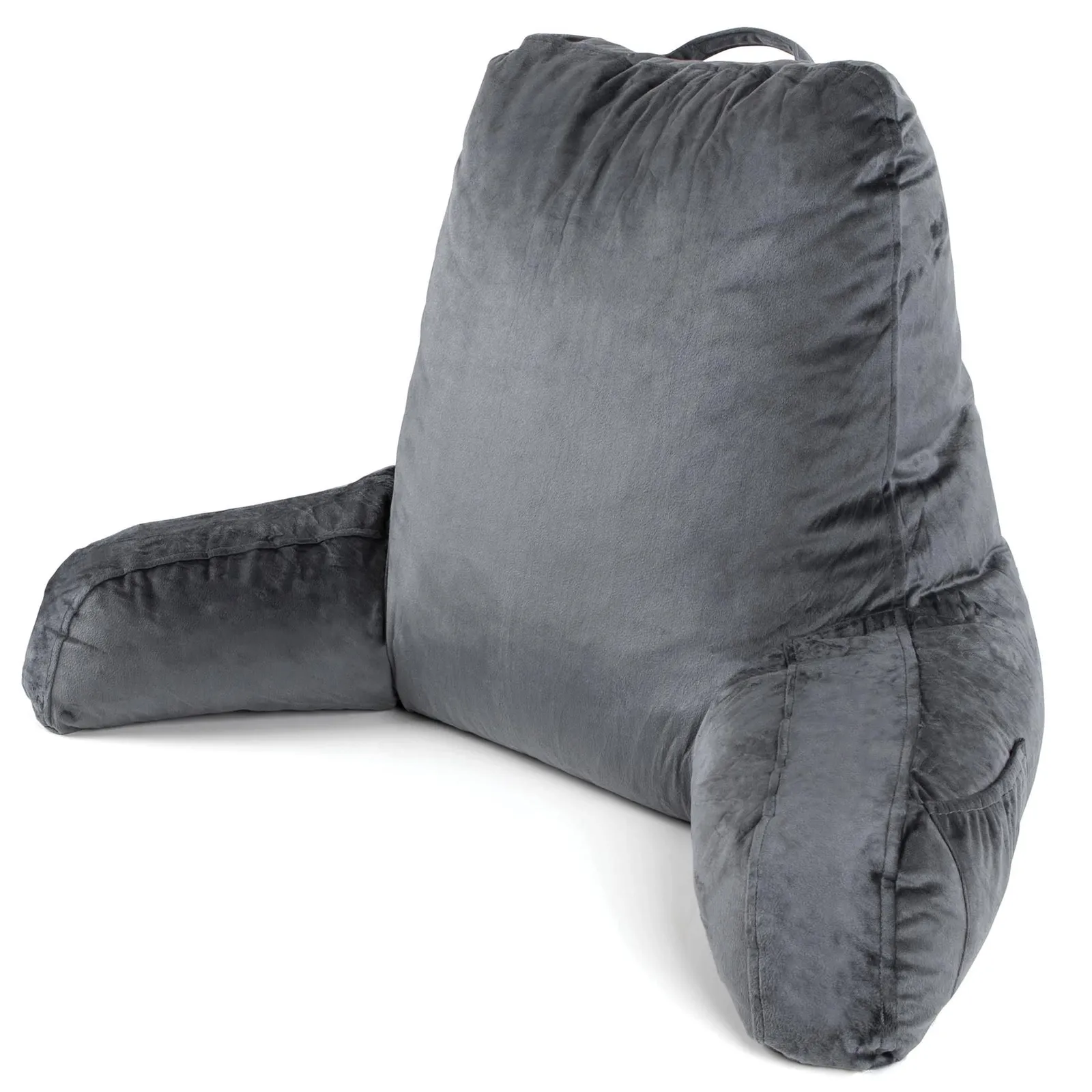 Dreamcatcher Large Grey Reading Pillow, Shredded Memory Foam Cuddle Cuddle Cushion Backrest, Arm Support, Washable Velvet Cover