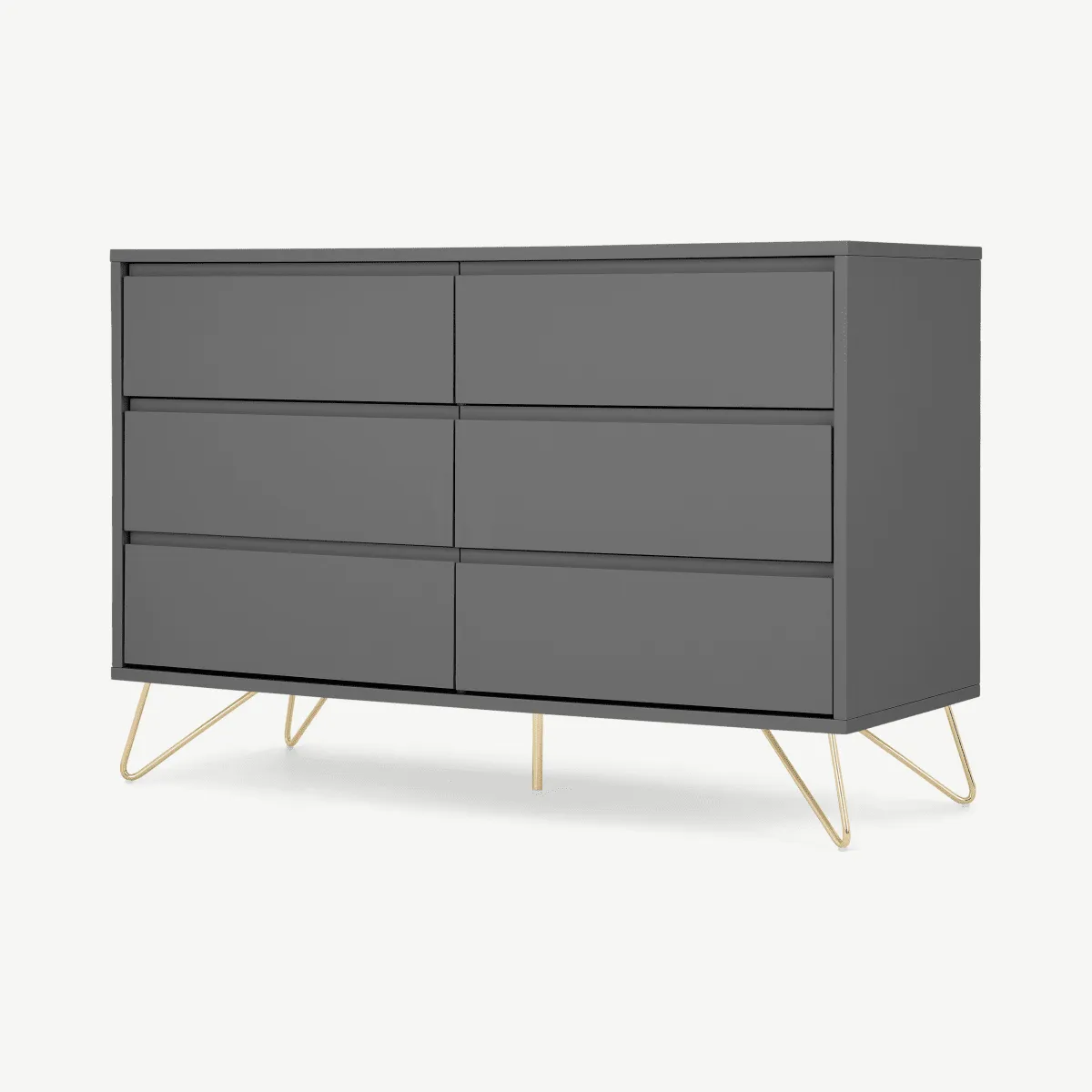 Elona Compact Wide Chest, 120cm, Charcoal & Brass