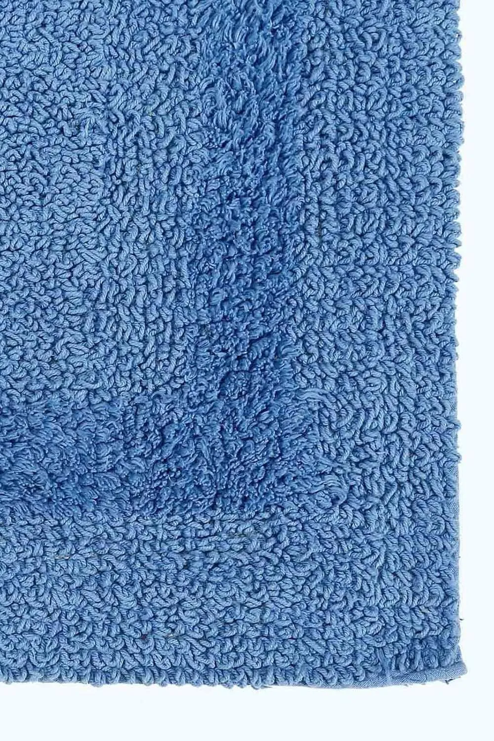 Homescapes Luxury Square Bath Mat 1600GSM 100% Cotton Reversible Shower Mat, 50cm in Cobalt 2