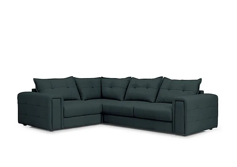 Goliath Leather Left Hand Facing Corner Sofa with Storage Drawers - Peacock