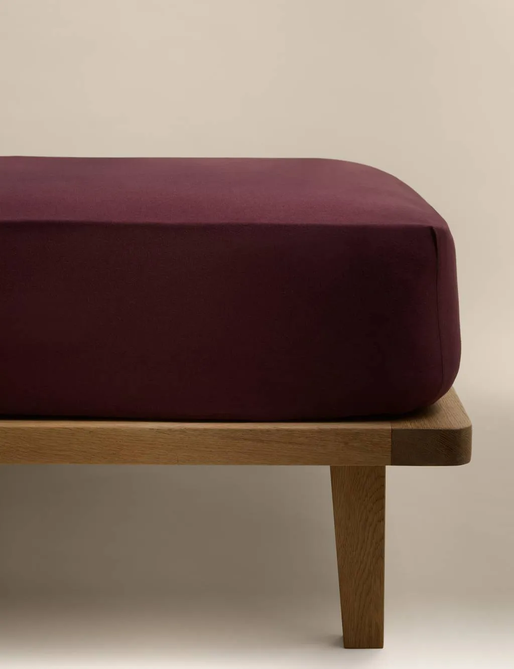 M&S Pure Brushed Cotton Deep Fitted Sheet Burgundy