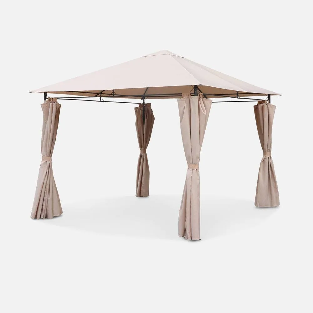 sweeek Heavy Duty 3x3m Gazebo With Curtains in Beige 1