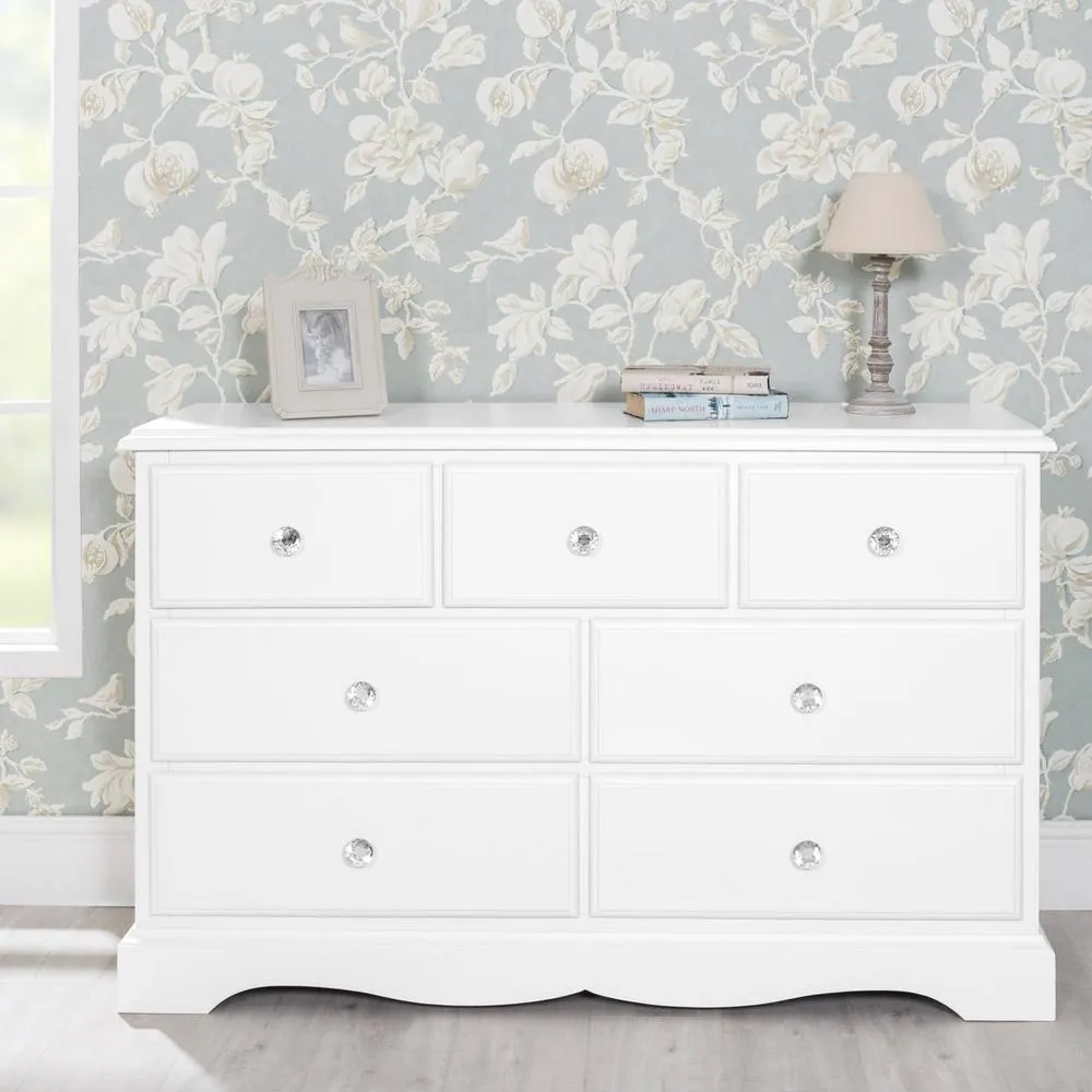 Statement Furniture Romance 3 Over 4 Chest of Drawers with Crystal Handles in Cool White 3