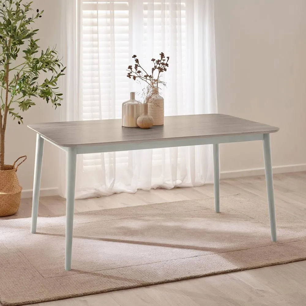 FurnitureboxUK Lynton Rectangular White & Grey Wood 6 Seater Dining Table