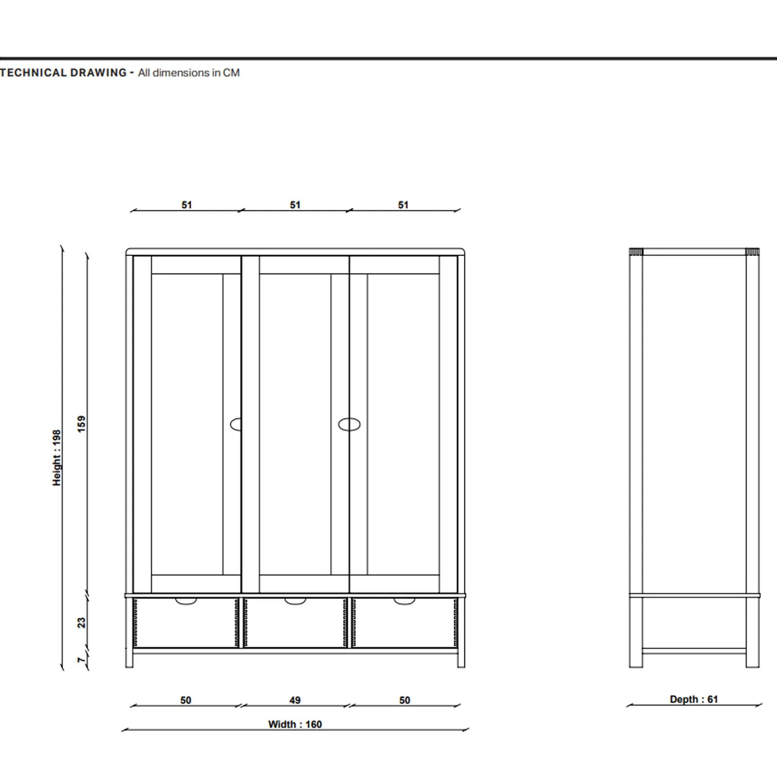 Ercol Bosco 3 Door Wardrobe, Brown Oak | Barker & Stonehouse 5