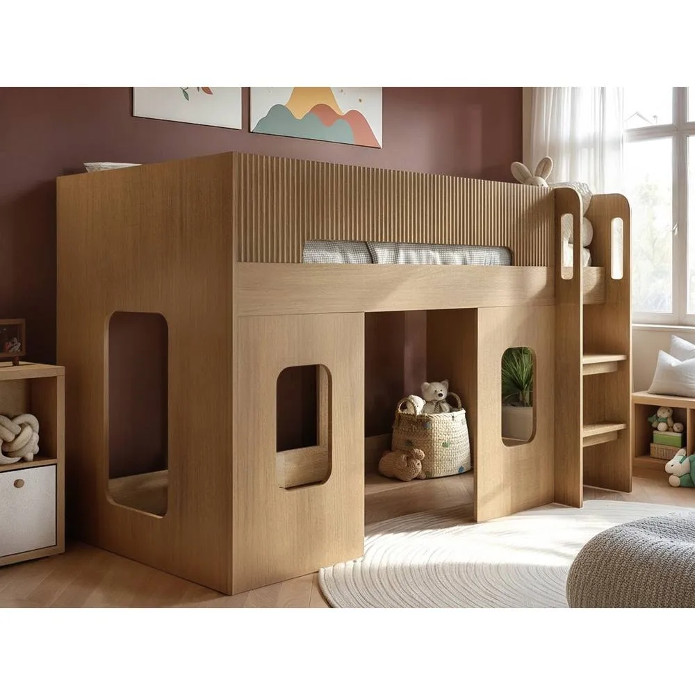Flair Lino Playhouse Mid Sleeper Bed in Brown 1