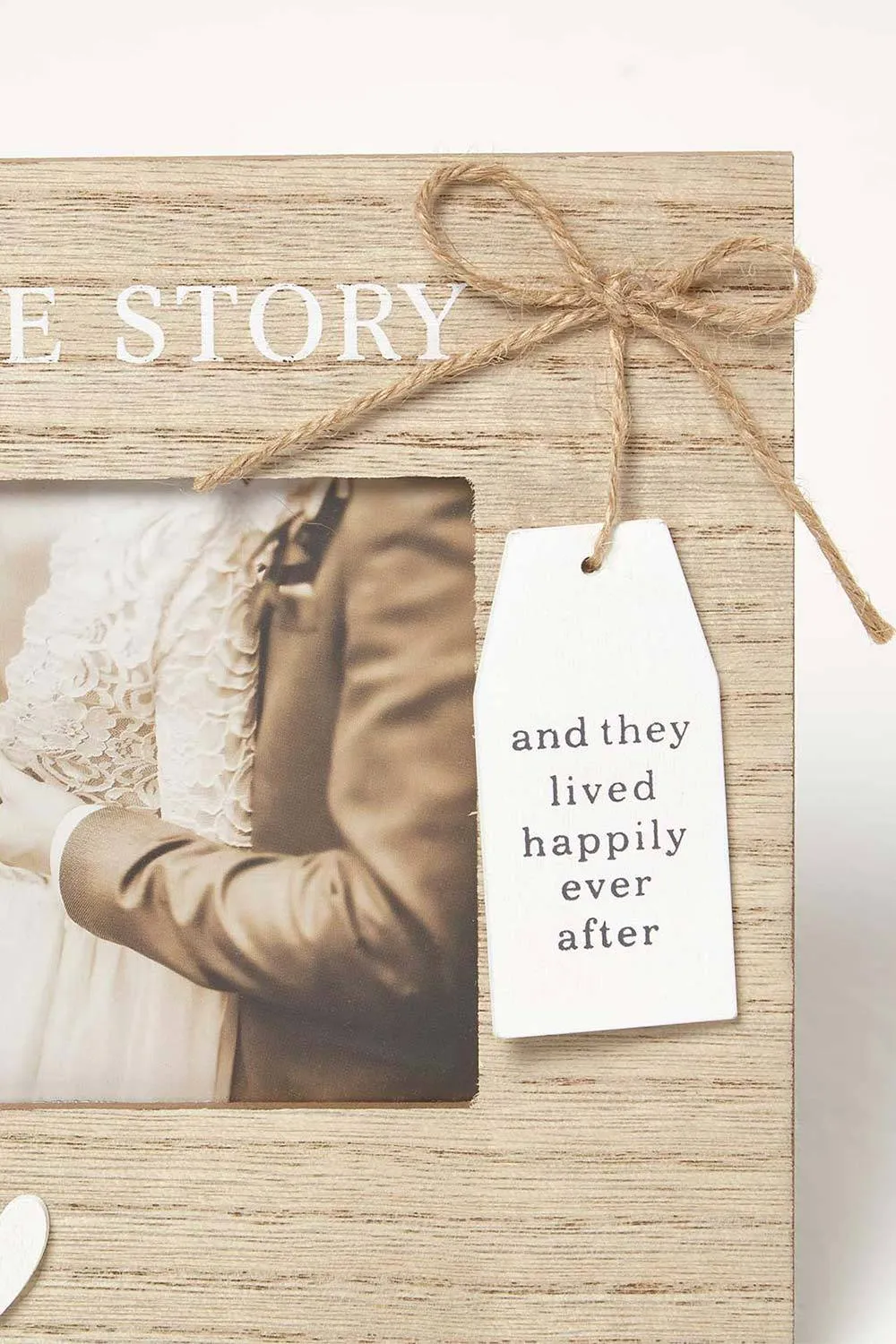 Homescapes Love Story Wood Grain Photo Frame - 4x6 in Light Oak 3