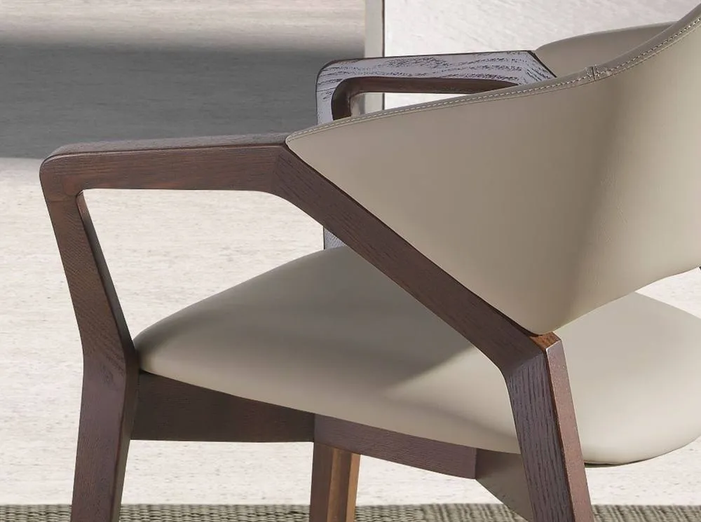 Angel Cerda Mink Leatherette Dining Chair with Walnut-Coloured in Beige 5