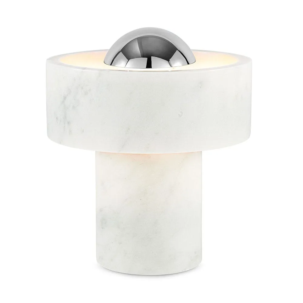 Tom Dixon Stone LED Portable Table Lamp White & Silver 2