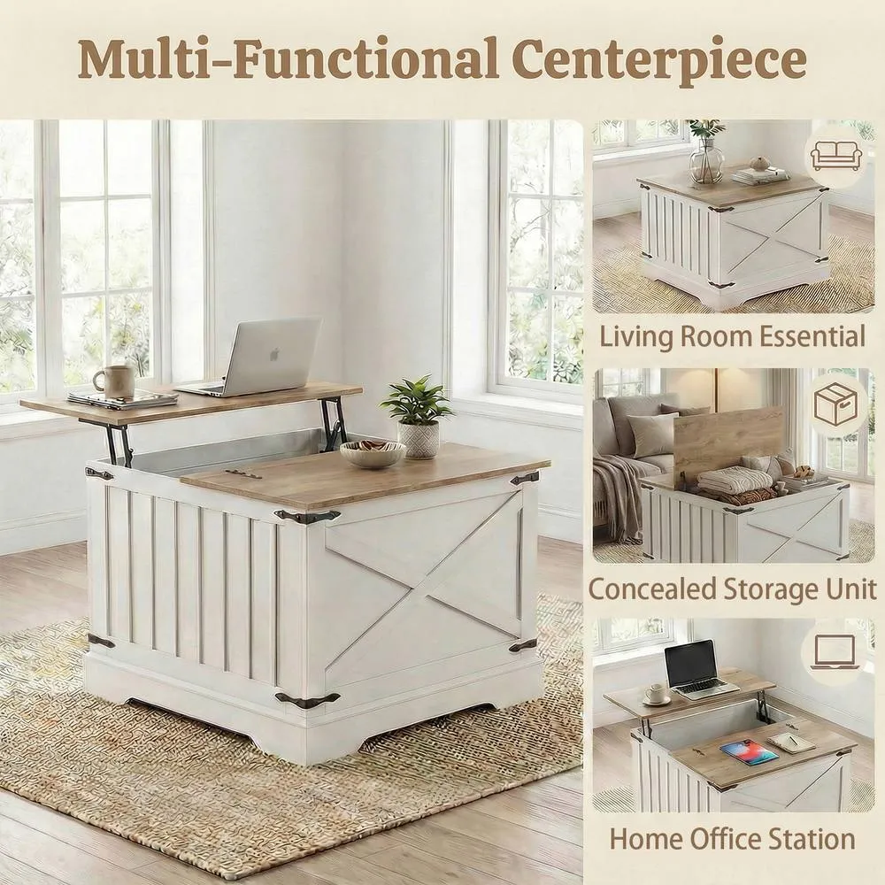 Costway Lift Top Coffee Table 80CM Center Table w/ Hidden Storage Compartment 4