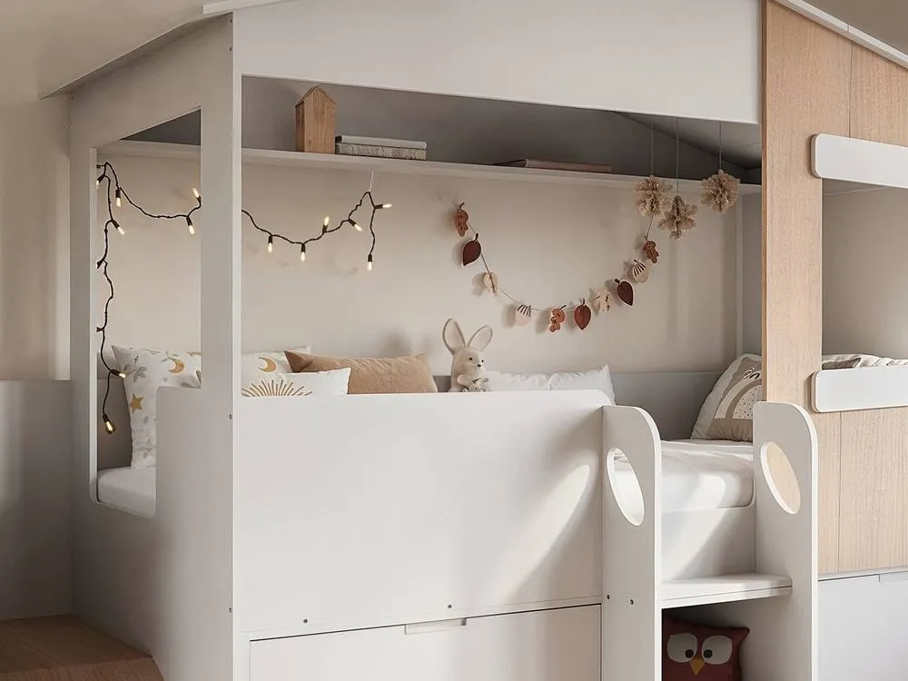 Flair Dreamland House Midsleeper with Slide & Storage in White 4
