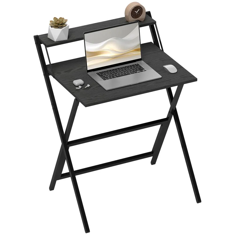 HOMCOM 70 cm Folding Computer Desk for Small Spaces Bedroom, Black 2