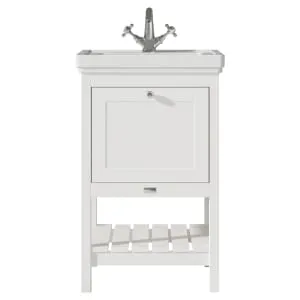 Bayswater Hartleigh Pointing White Traditional Freestanding Vanity Unit & 1 Tap Hole White Recessed Basin - 500mm