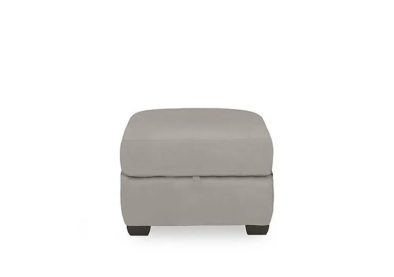 Compact Collection Titch Leather Storage Footstool - Silver Grey