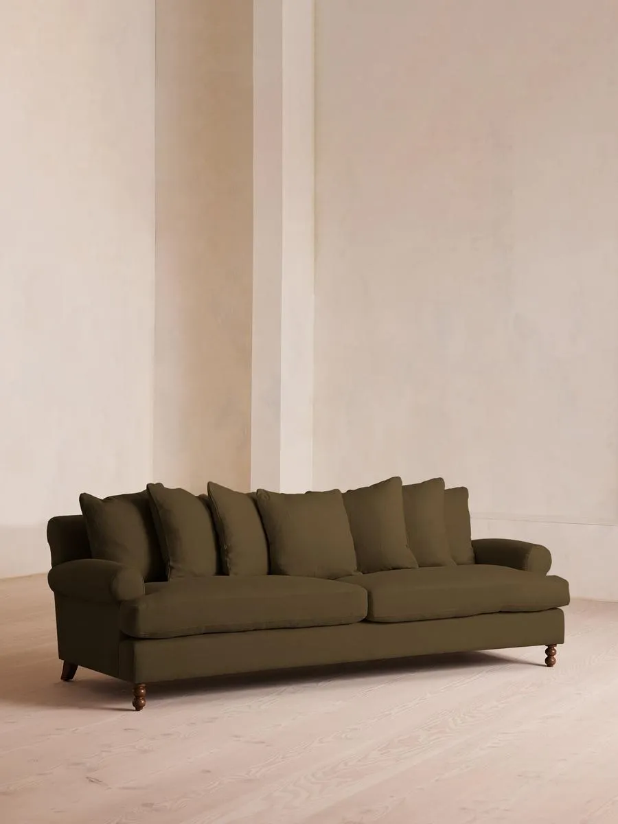 Audrey Four Seater Sofa, Linen, Olive