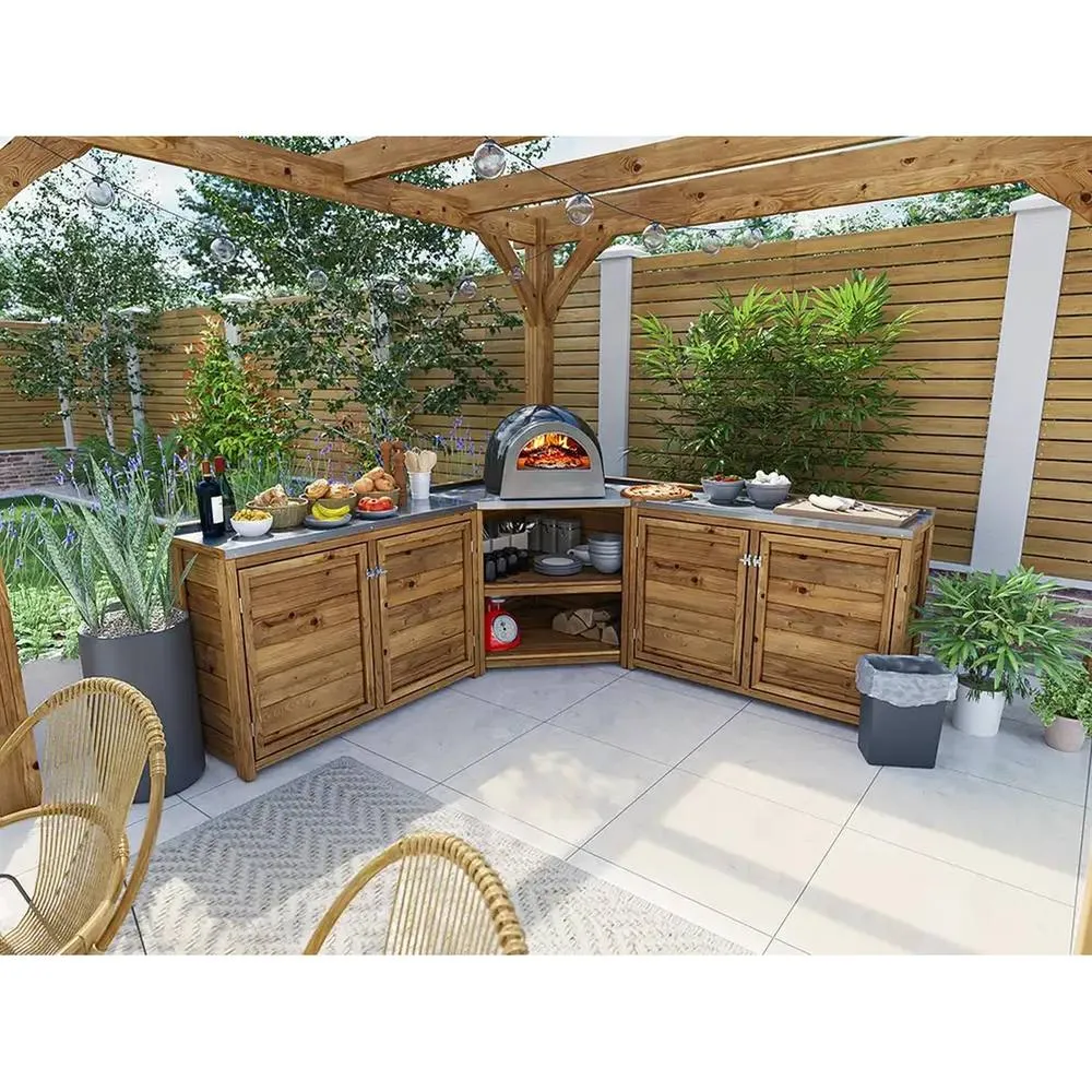 Dunster House Wooden Garden Kitchen Unit J-Configuration W2m x D2m / W7' x D7' in Brown 2